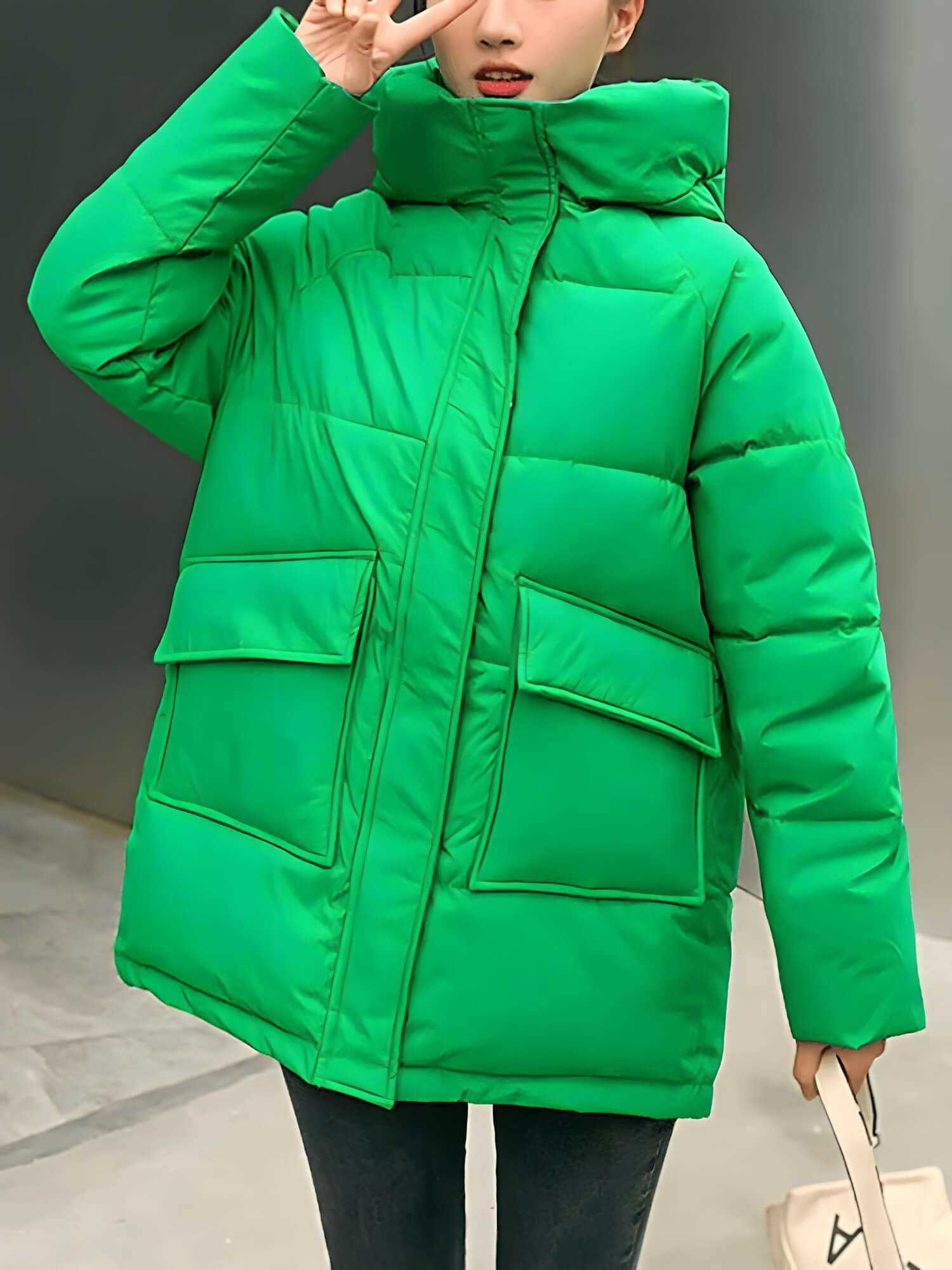 Jaqueta Feminina de Parka Verde 13