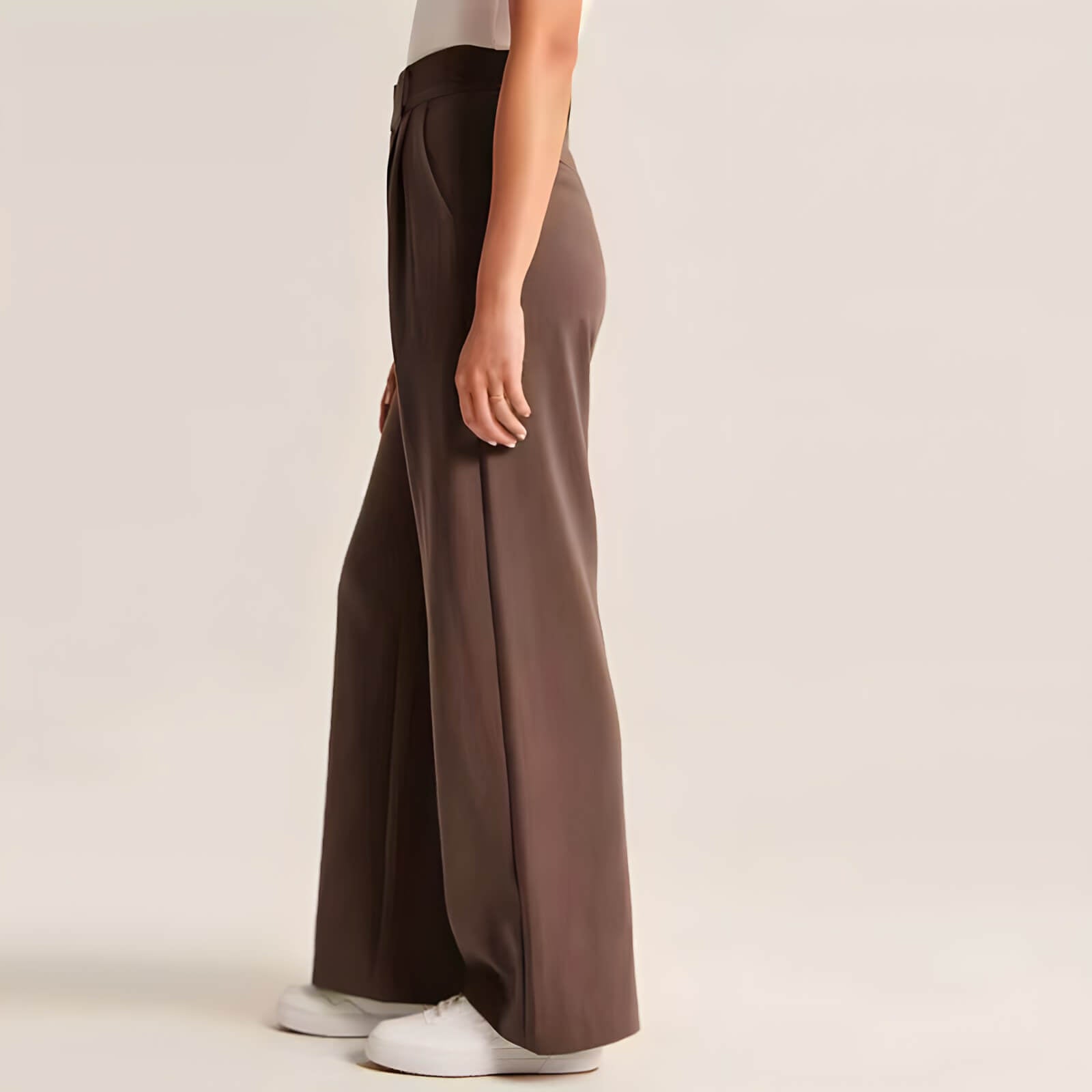 Calça Feminina Wide Leg de Alfaiataria Marrom 7