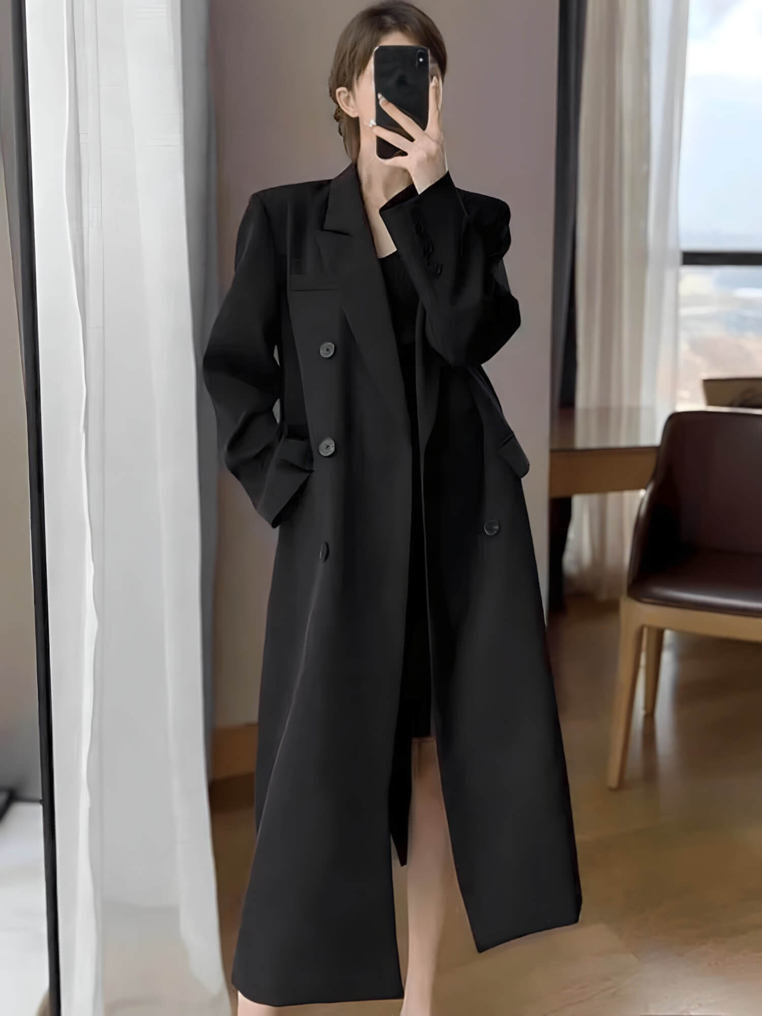 Casaco Feminino Longo Preto 4
