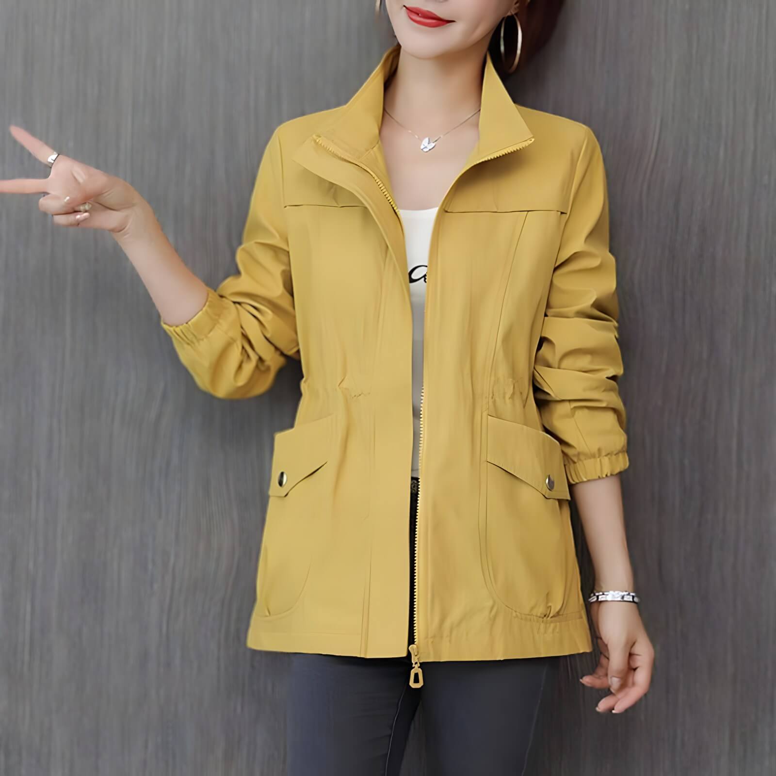 Jaqueta Feminina Casual com Regulador Amarelo 2
