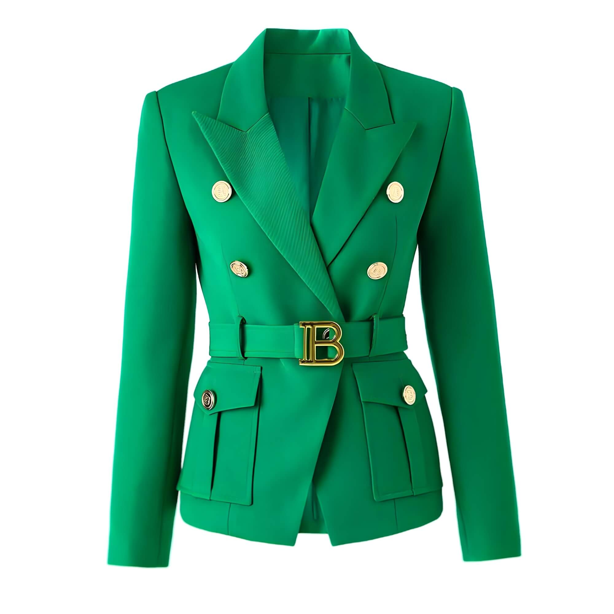Blazer Casual com Cinto Verde 3