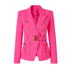 Blazer Casual com Cinto Rosa 2