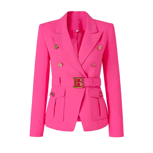 Blazer Casual com Cinto Rosa 2