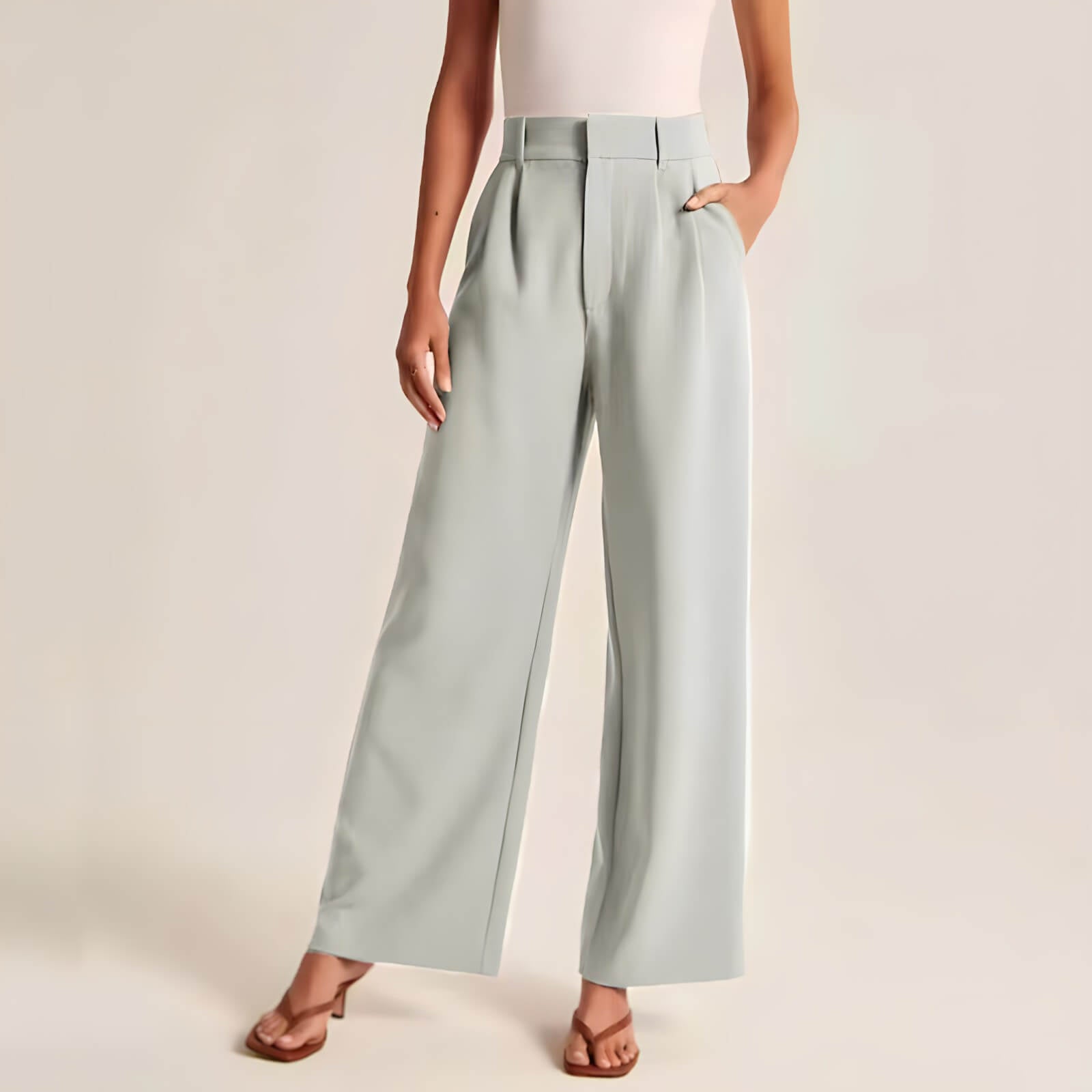 Calça Feminina Wide Leg de Alfaiataria Menta 6