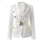 Blazer Casual com Cinto Branco 1
