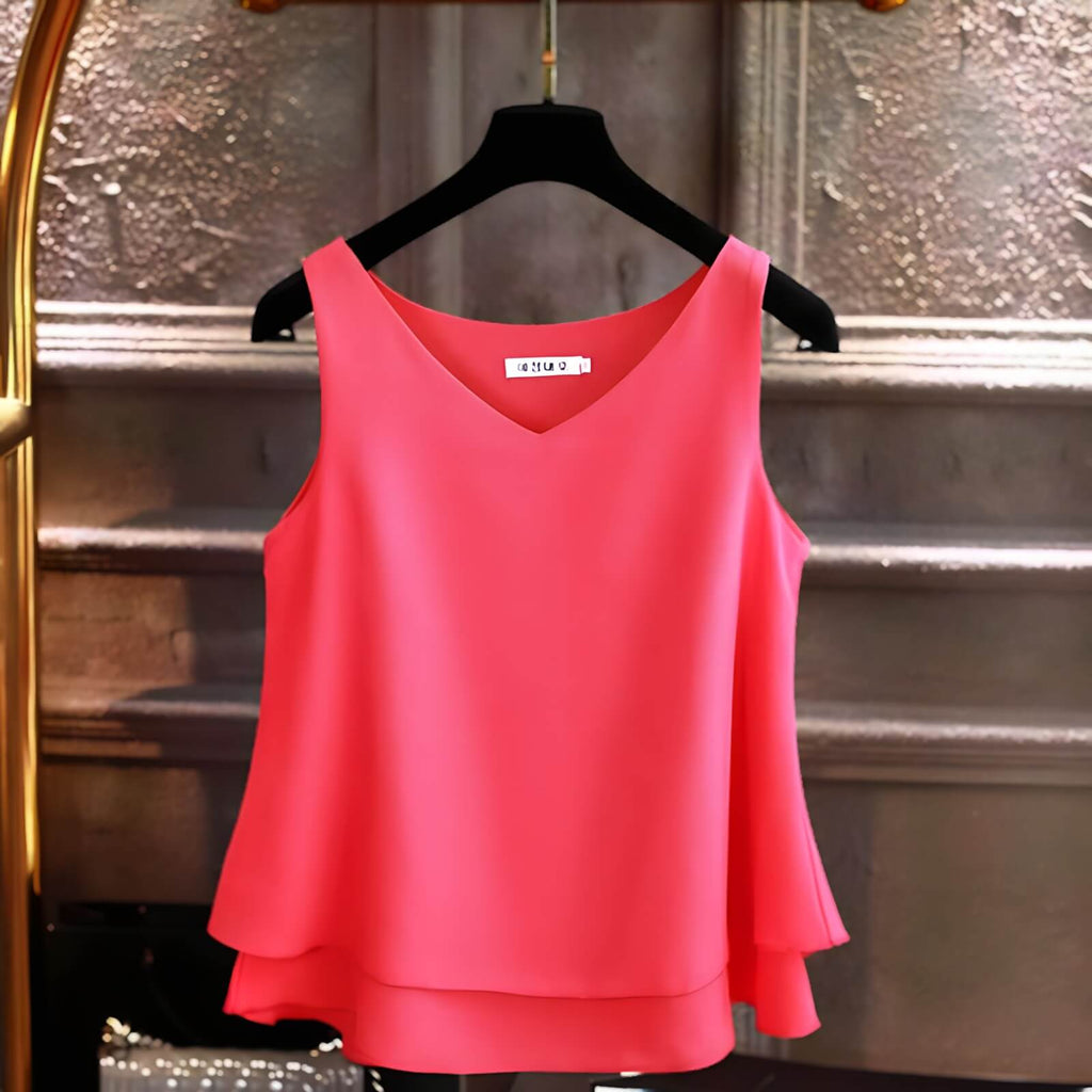 Blusa Regata de Chiffon Rosa 2