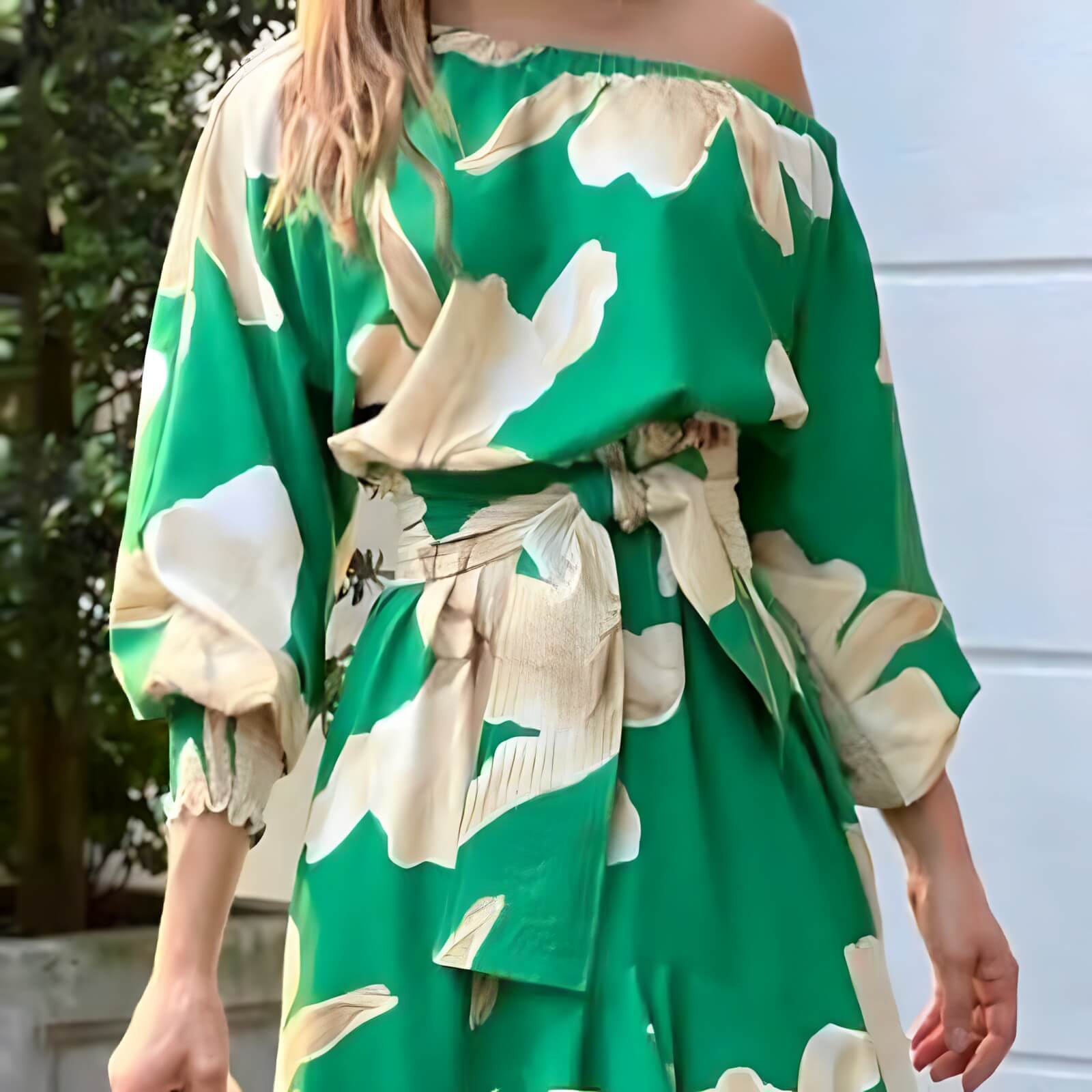 Vestido Longo Casual Verde Estampado 2