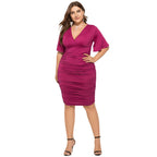 Vestido Elegante Drapeado Plus Size Rosa 10