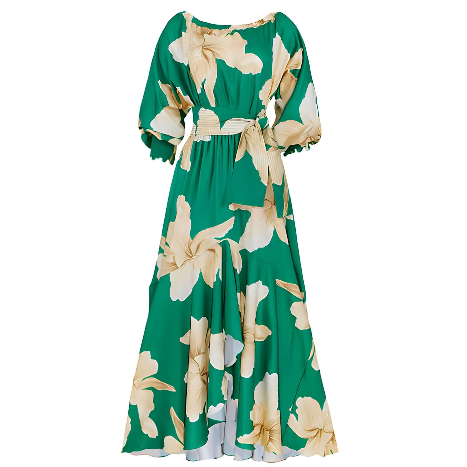 Vestido Longo Casual Verde Estampado 10