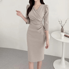 Vestido Midi Elegante Cáqui 01