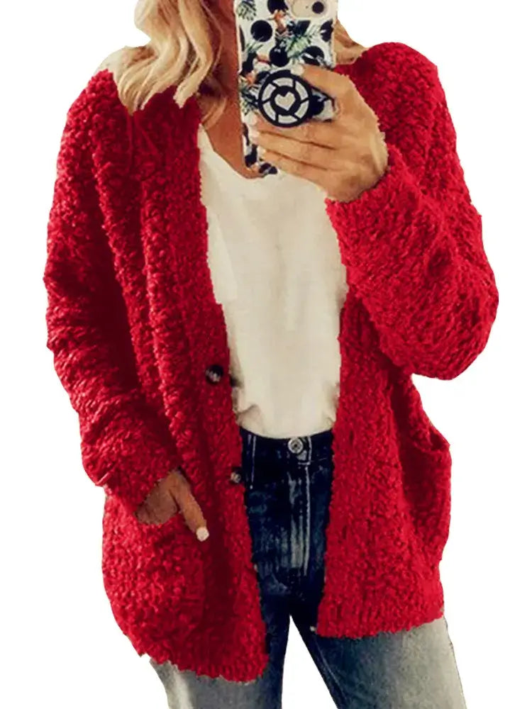 Casaco Feminino de Lã Vermelho 7