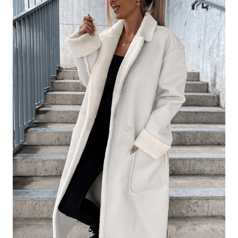 Casaco Feminino Longo Forrado Branco 4