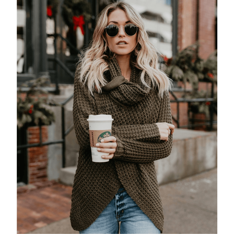 Suéter Feminino de Tricot Verde Militar 5