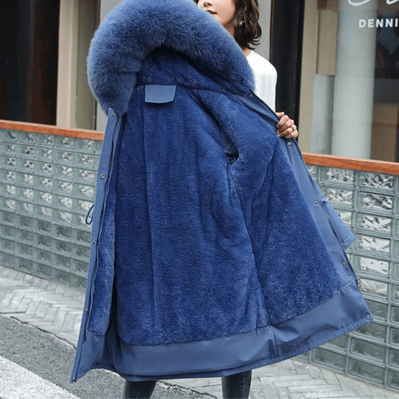 Jaqueta Feminina de Parka Forrada Azul 13