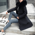 Jaqueta Feminina de Parka Forrada Preto 1