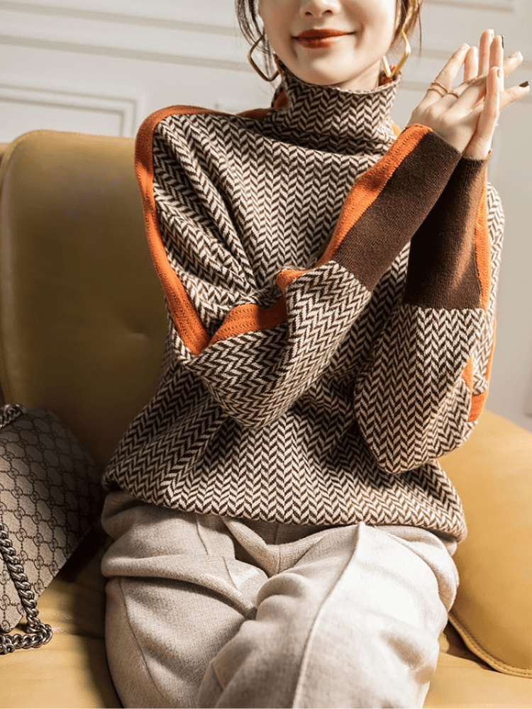 Suéter Feminino Gola Alta Laranja 1