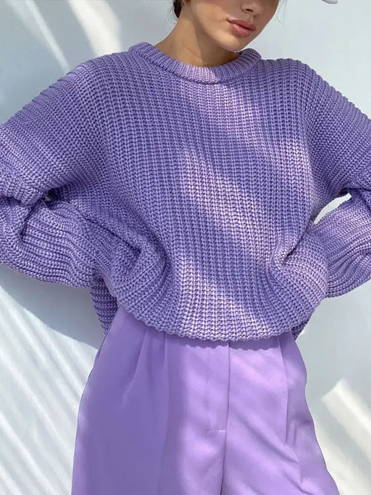 Suéter Feminino de Tricot Oversized Lilás 5