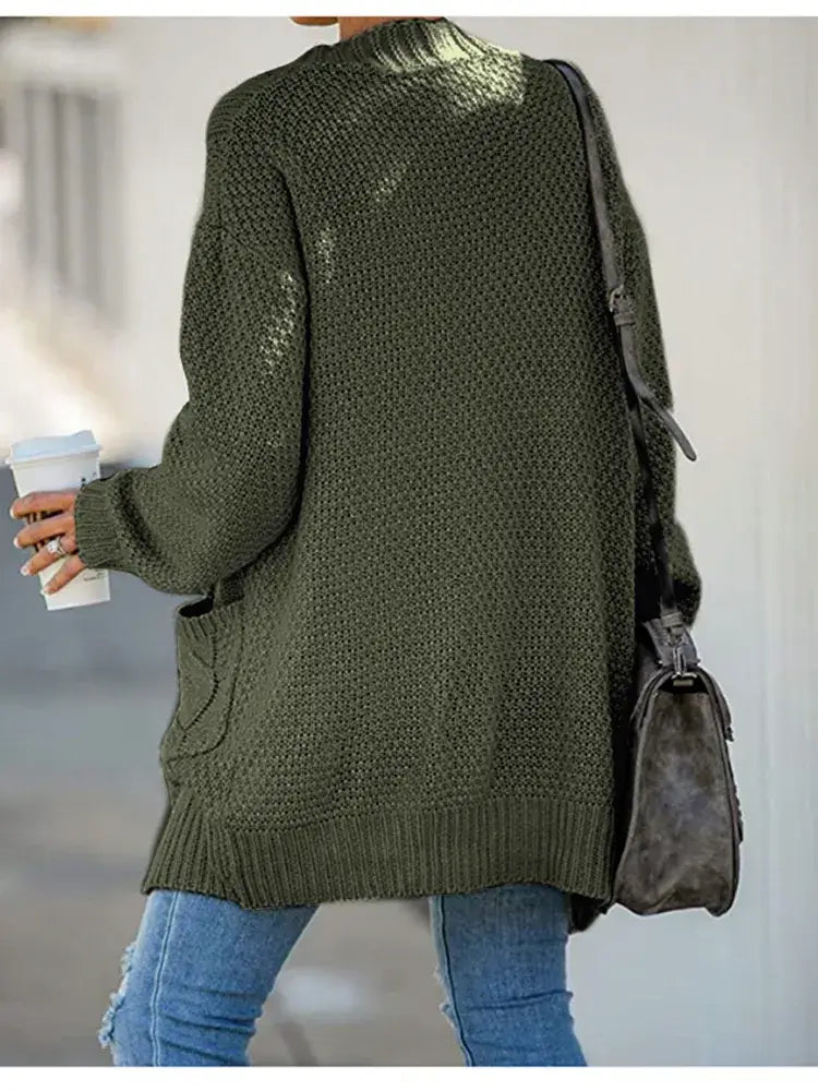 Cardigan Feminino de Tricot Alongado Verde 2