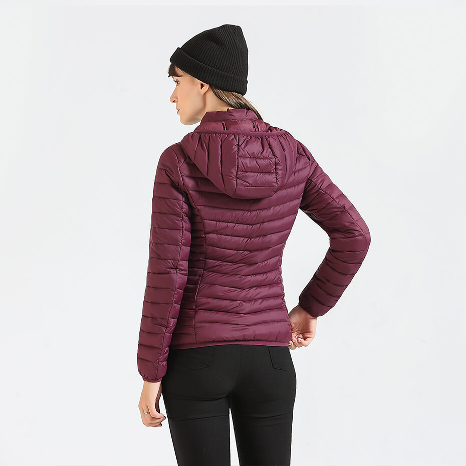 Jaqueta Feminina Puffer Leve com Capuz Ajustada Outwear