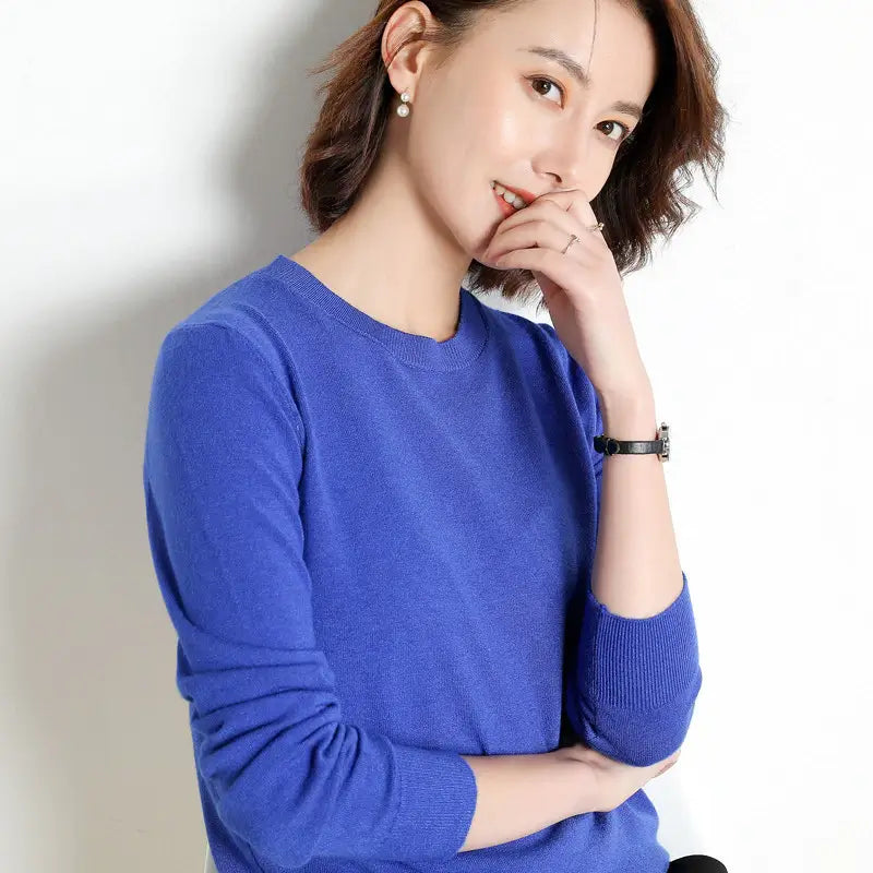 Suéter Feminino Casual Clássico Azul Royal