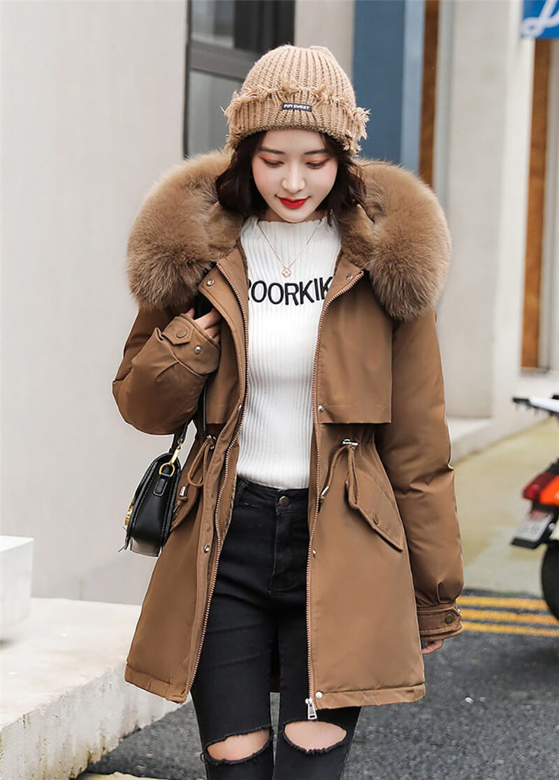 Casaco Feminino de Parka Térmico Forrado com Capuz e Pelo Brooklyn