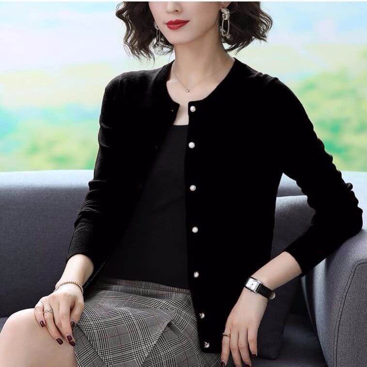 Cardigan Casual Feminino Preto
