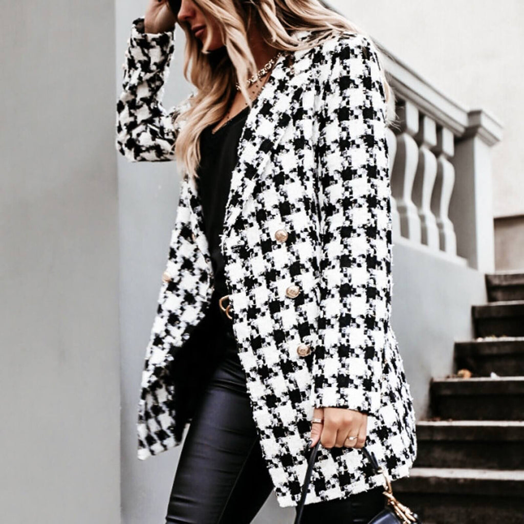 Casaco Feminino Casual Preto e Branco 7