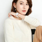 Suéter Feminino Casual Clássico Creme~