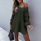 Suéter Feminino de Tricot Alongado Verde 4