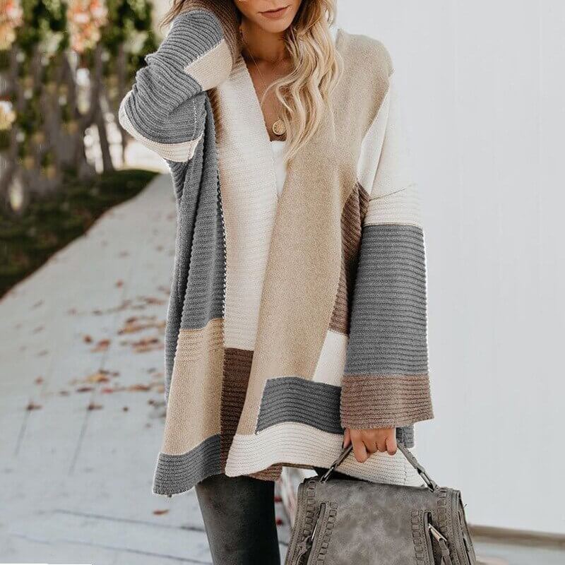 Cardigan Feminino de Lã Ponto Aberto  Cinza