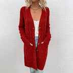 Cardigan Casual Alongado Feminino Vermelho