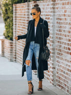 Cardigan Feminino Alongado Ponto Aberto Preto