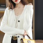 Cardigan Casual Feminino de Lã Branco 1