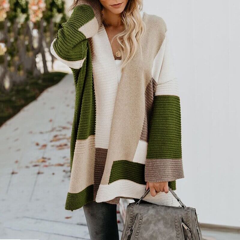 Cardigan Feminino de Lã Ponto Aberto  Verde