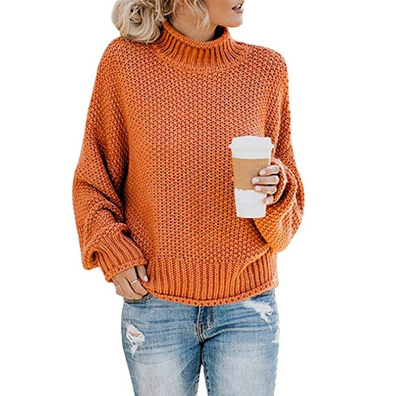 Suéter Feminino de Tricot Oversized Laranja 4