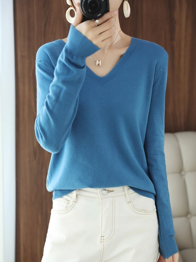 Suéter Casual Feminino Azul Claro