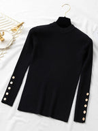 Suéter Casual Feminino Canelado Preto 2