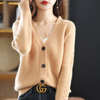 Cardigan Casual Feminino de Lã Bege 1