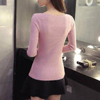 Suéter Feminino Canelado Rosa 7