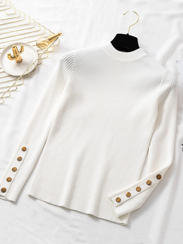 Suéter Casual Feminino Canelado Branco 4