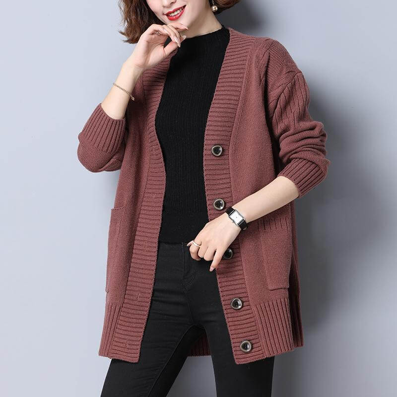 Cardigan Feminino com Botões Bordô 2