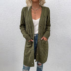 Cardigan Casual Alongado Feminino Verde